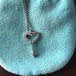 Diamond Accent Heart Key Necklace